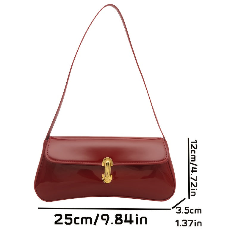 Women's Elegant Glossy Crescent Crossbody Bag