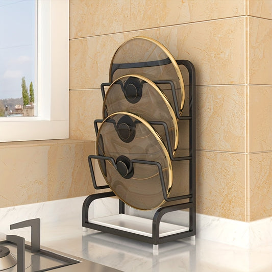 Three-tier Black Countertop Pot Lid Rack