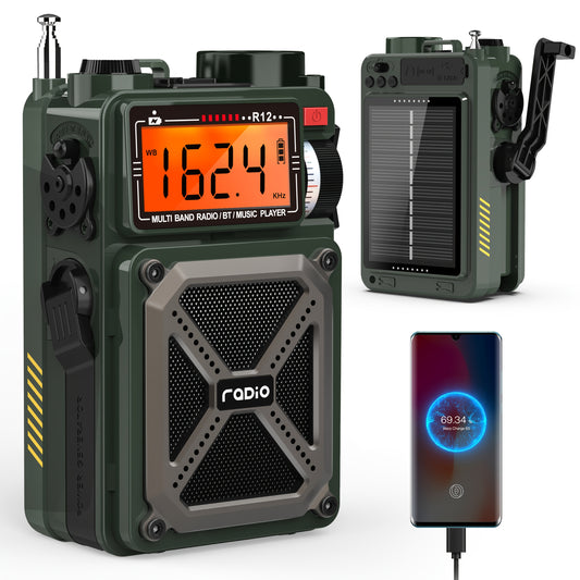 Shortwave Radio,with Rechargeable Hand Crank Solar And SOS Torch
