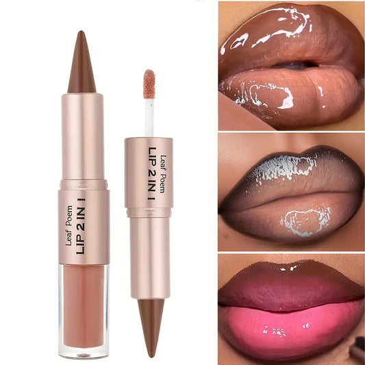 Double-Ended Lip Gloss with Matte Lip Line and Mirror Finish