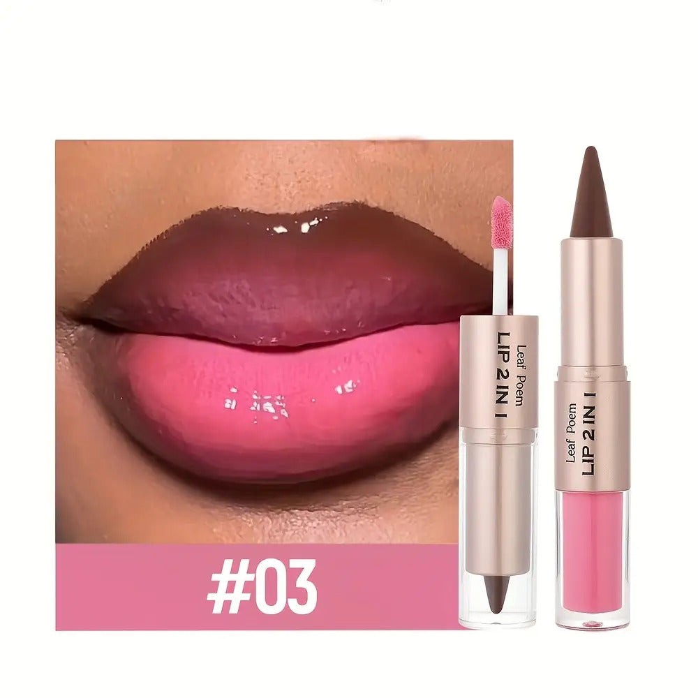 Double-Ended Lip Gloss with Matte Lip Line and Mirror Finish