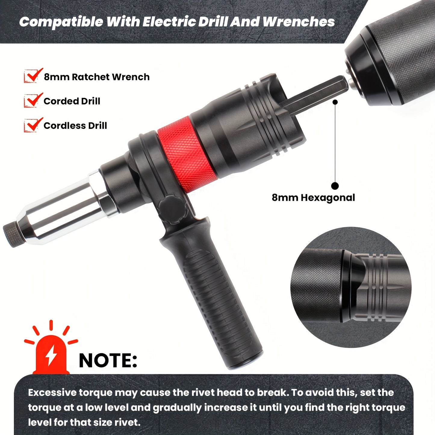 1 Set Professional Rivet Gun Adapter Kit