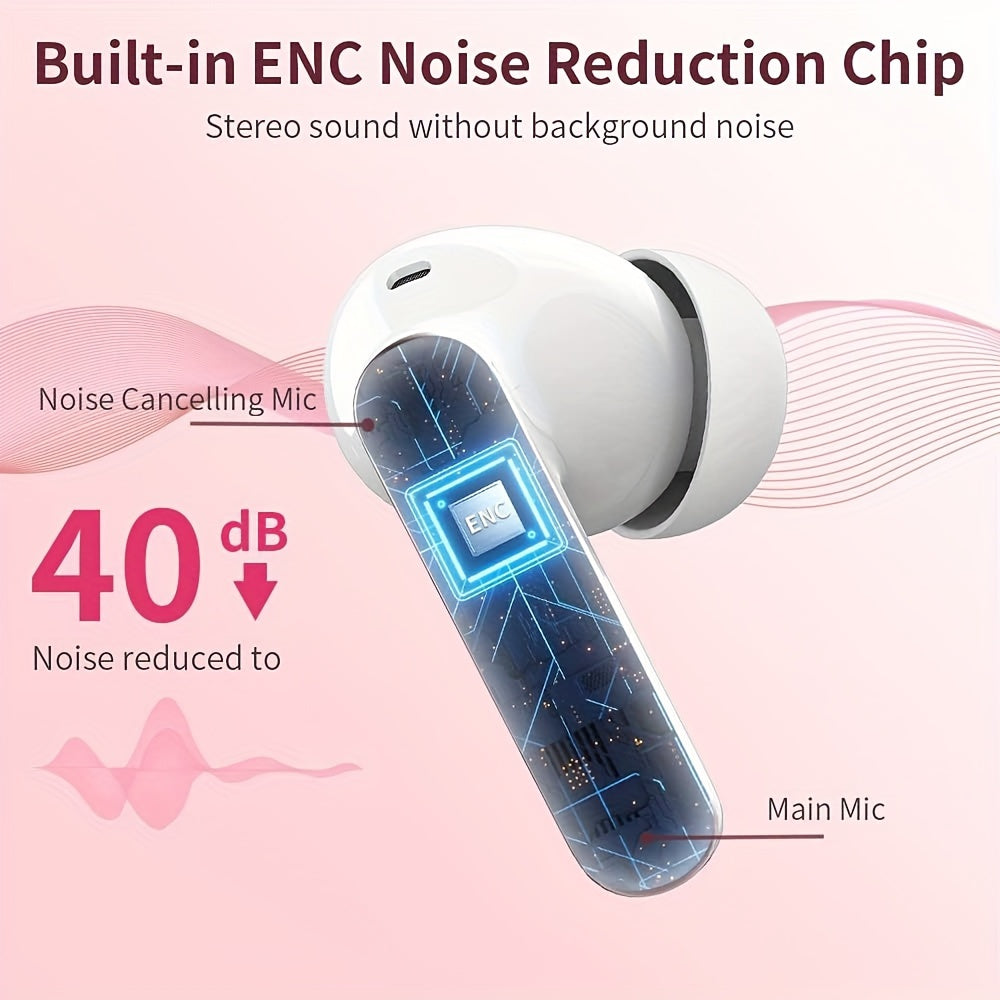 Wireless Earphones,Earphones with Noise Cancelling Microphone And LED Display Screen
