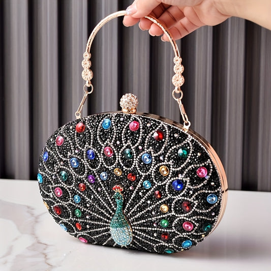 Vintage Peacock Crystal Clutch Evening Bags