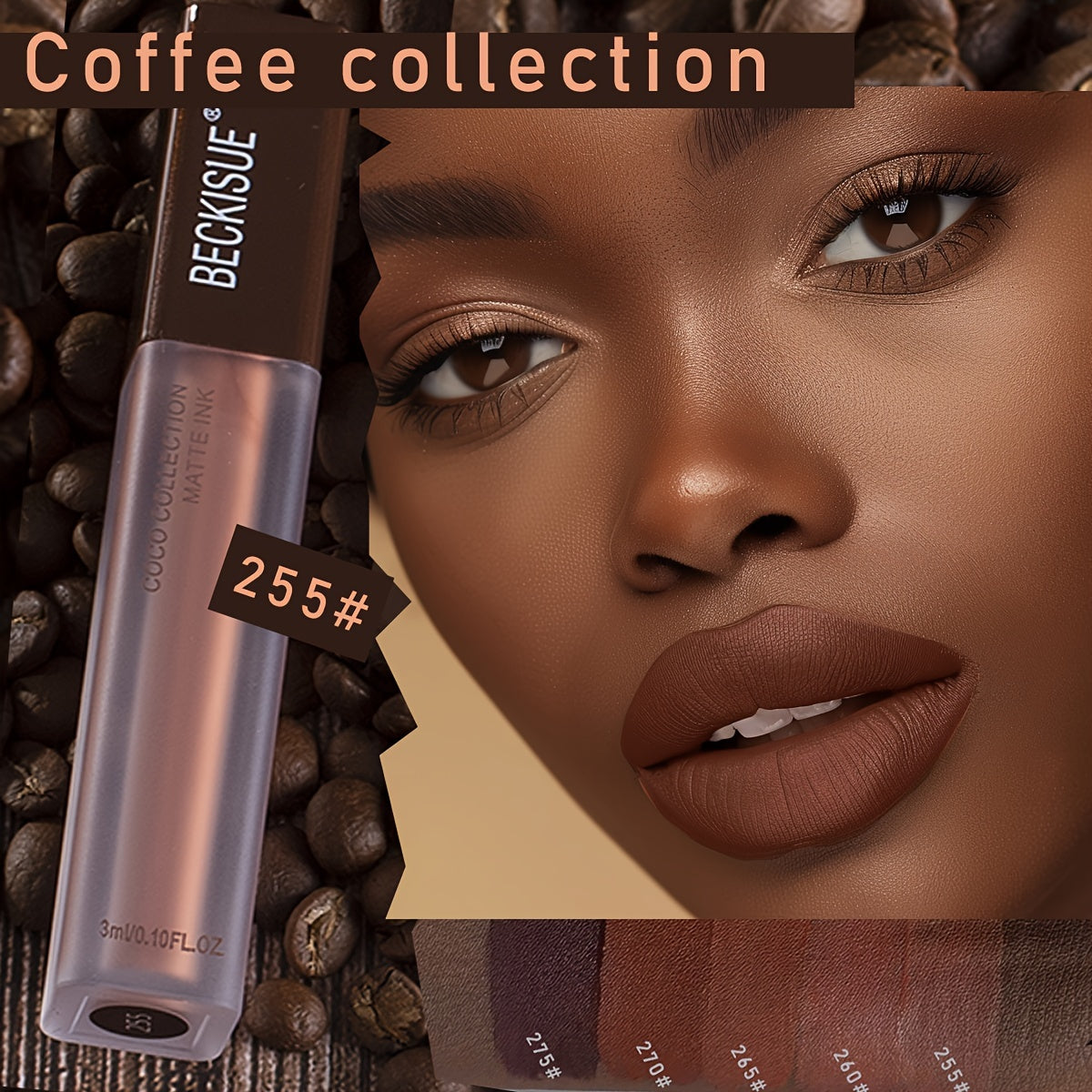 Coffee Color Matte Velvet Lipstick Set 5pcs
