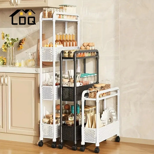 Space-Saving Multi-Layer Storage Cabinet in Black/White