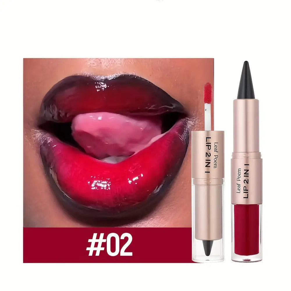Double-Ended Lip Gloss with Matte Lip Line and Mirror Finish