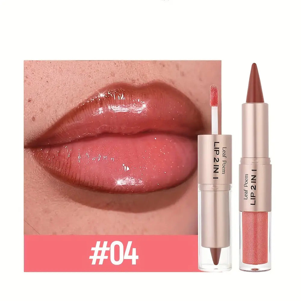 Double-Ended Lip Gloss with Matte Lip Line and Mirror Finish