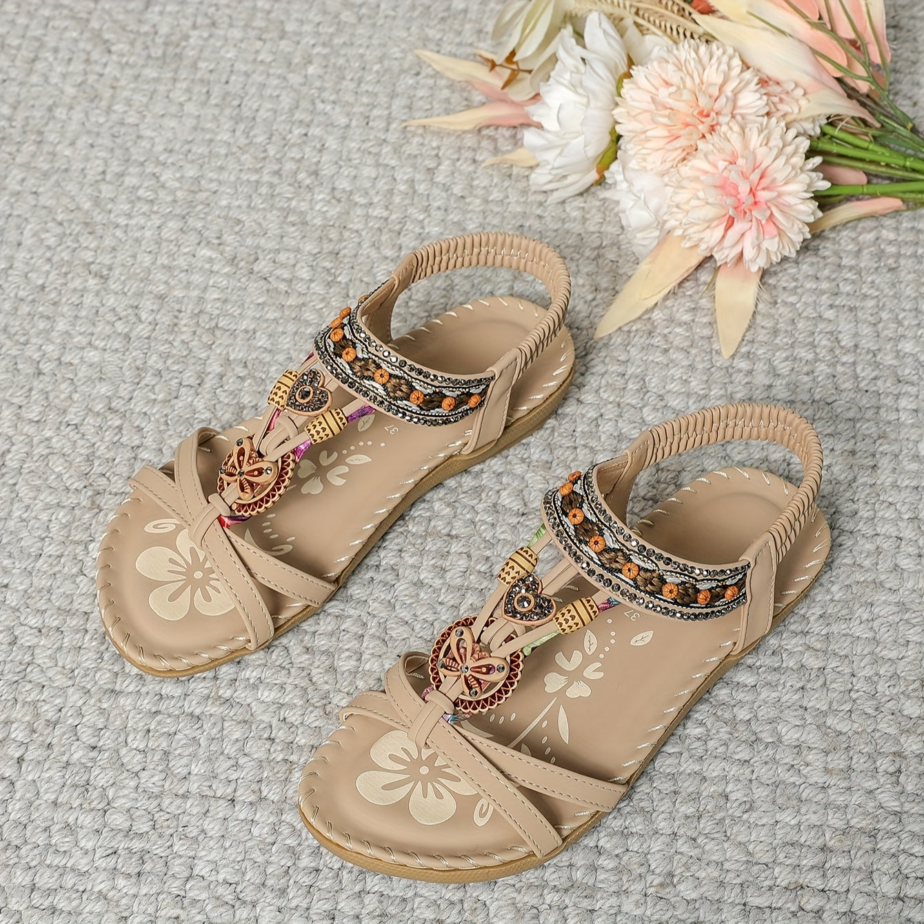 Women'S Rhinestone Butterfly Flat Sandals