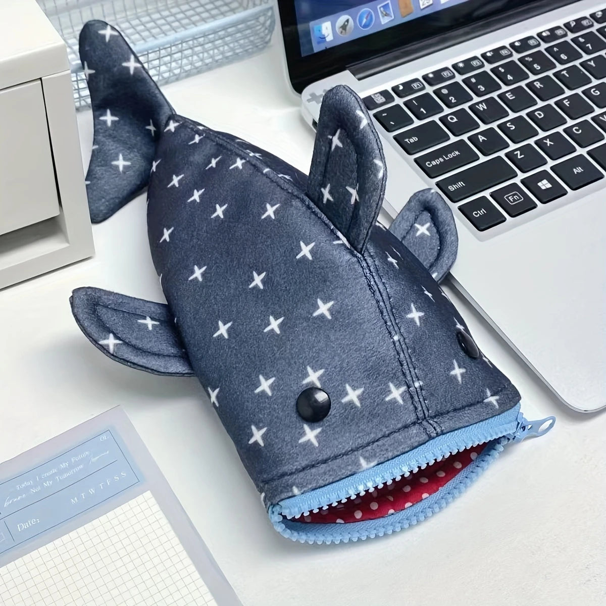 1-Piece Cute Blue Shark Fish Pencil Case