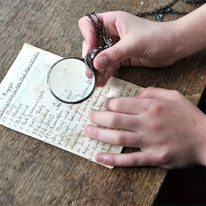 Magnifier Round Reading Magnifying Glass Lens Pendant Chain Necklace