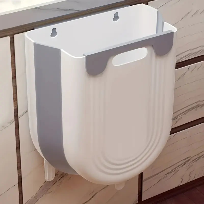 Wall-Mounted Trash Can with Self-Adhesive Hooks