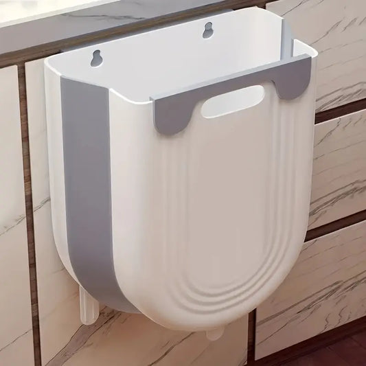 Wall-Mounted Trash Can with Self-Adhesive Hooks