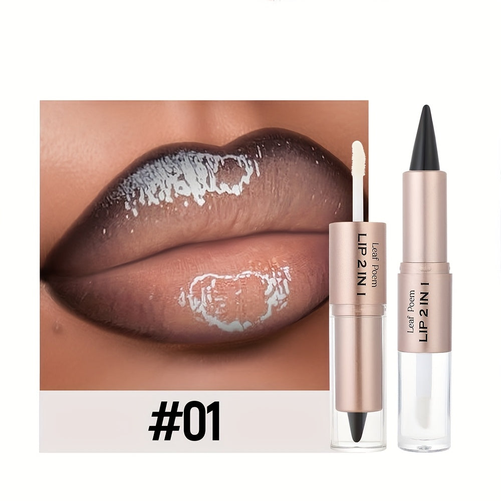 Double-Ended Lip Gloss with Matte Lip Line and Mirror Finish