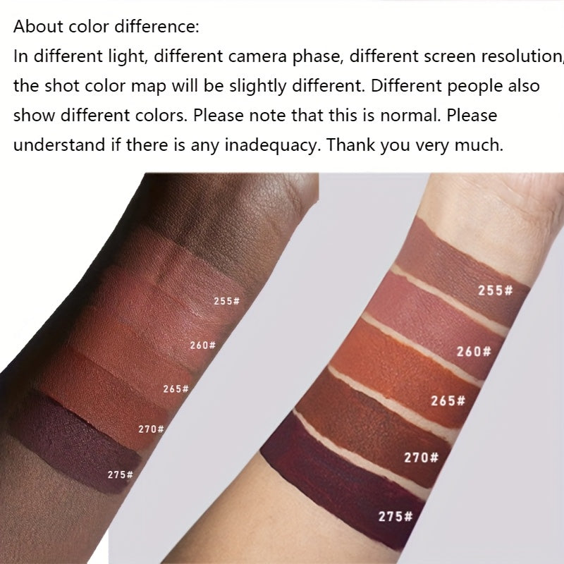 Coffee Color Matte Velvet Lipstick Set 5pcs