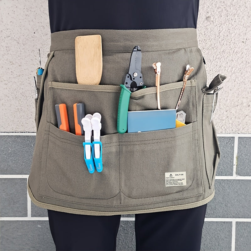 Versatile Half-Length Tool Apron for Barbers with Multiple Pockets