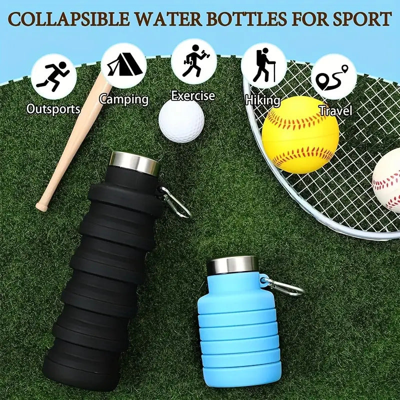 Collapsible Silicone Water Bottle with Carabiner