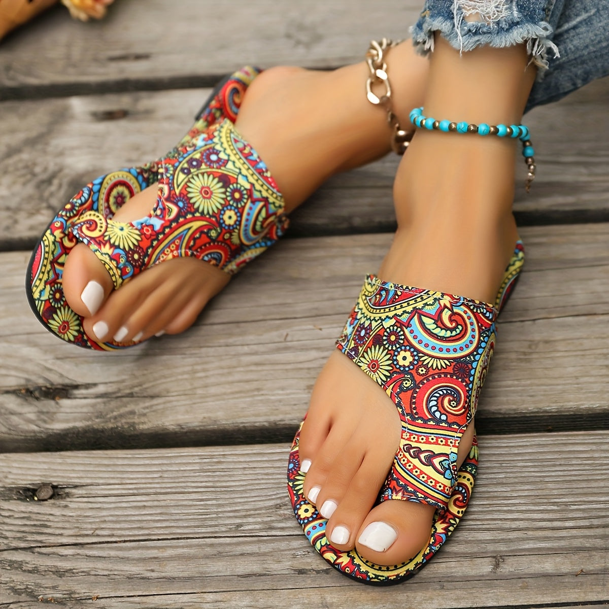 Women's bohemian Floral Pattern Slippers Sandals