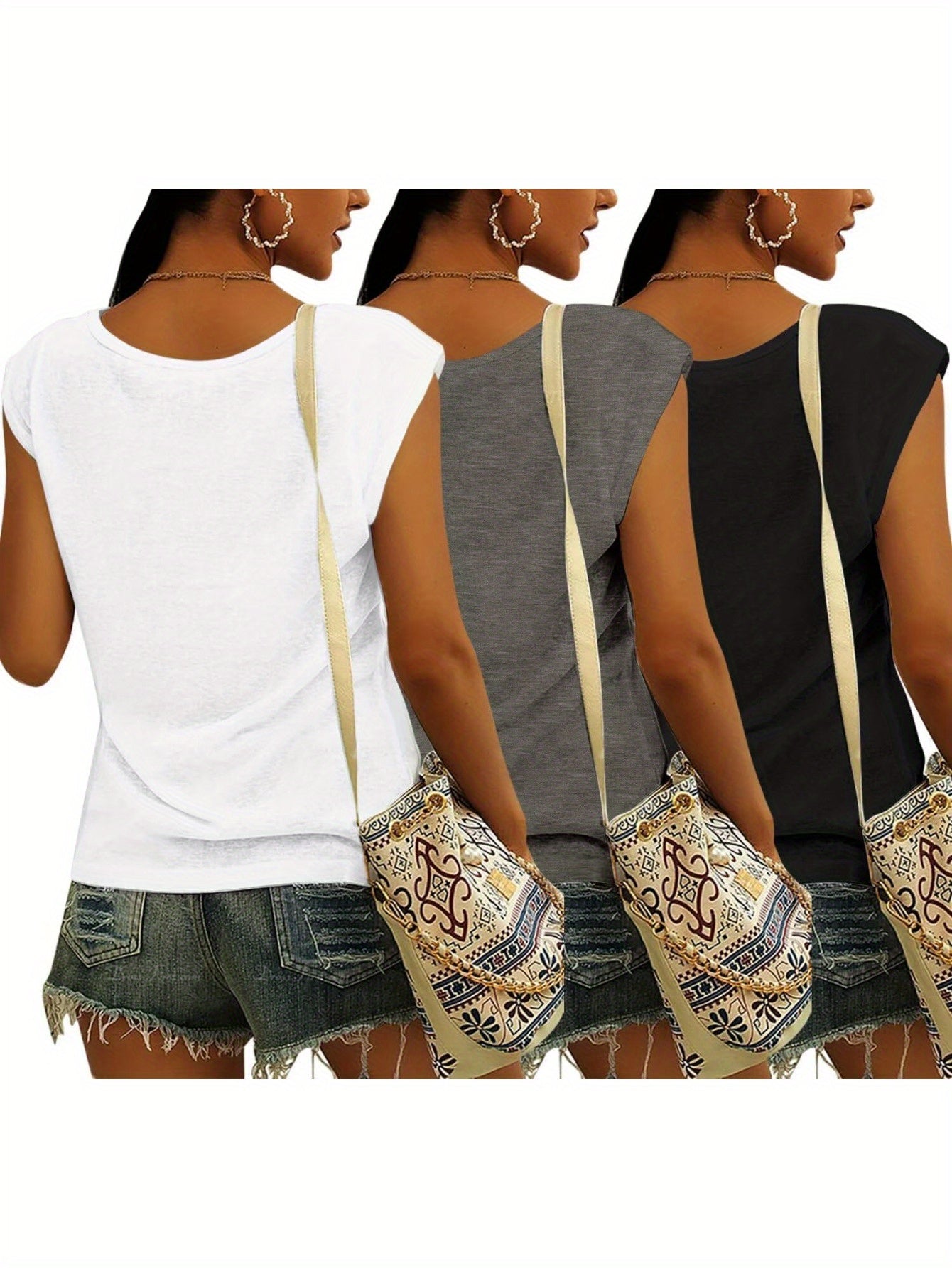 Women's V Short Sleeve Tank Top T T-shirt Spring Summer Casual Loose Basic Top 2025Fashion Clothing