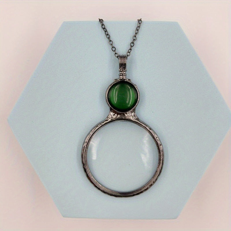 Magnifier Round Reading Magnifying Glass Lens Pendant Chain Necklace