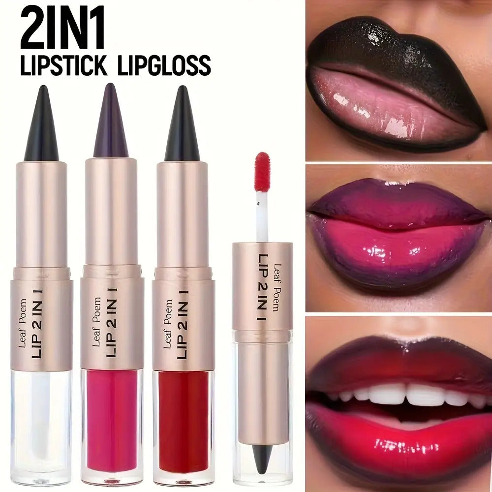 Double-Ended Lip Gloss with Matte Lip Line and Mirror Finish