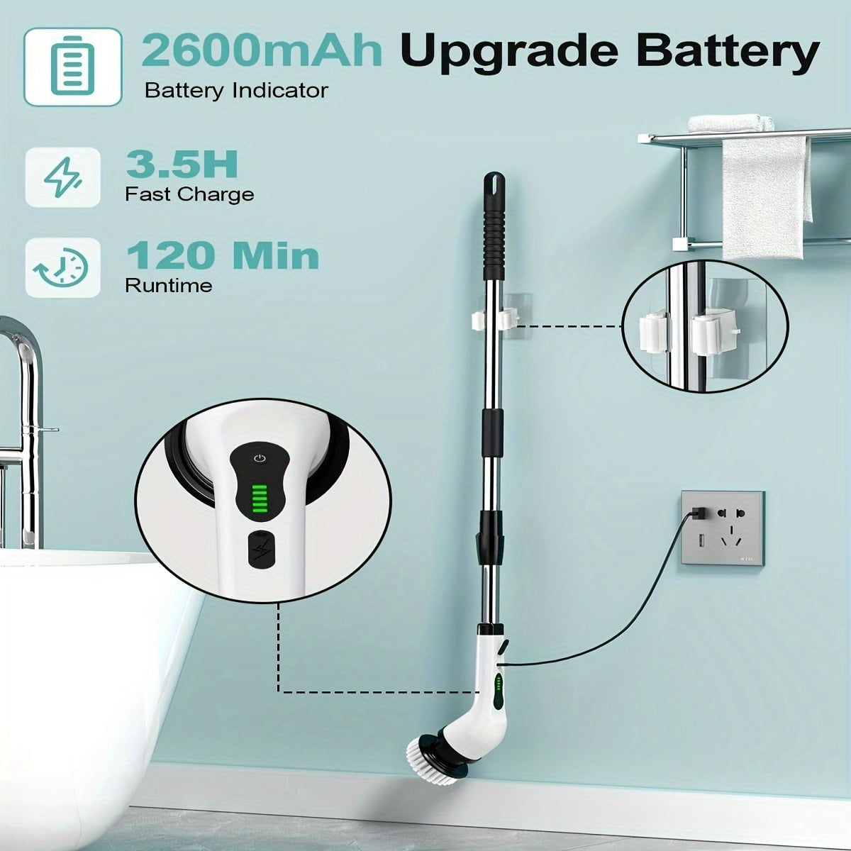 2H Power Dual Speed Cordless Electric Rotary Cleaner