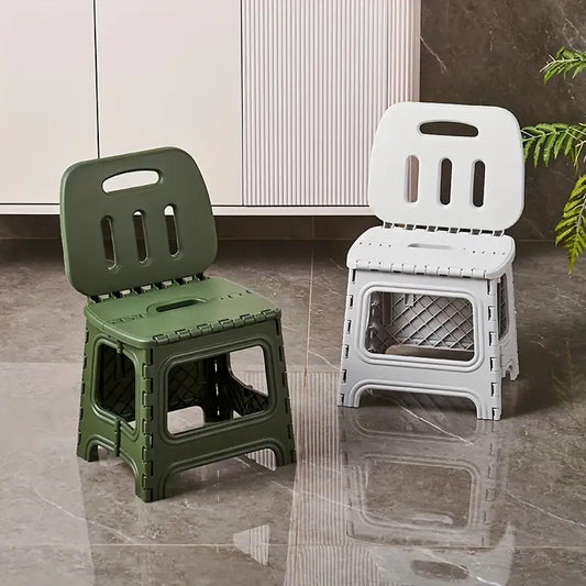 Durable Portable Foldable Plastic Stool with Backrest