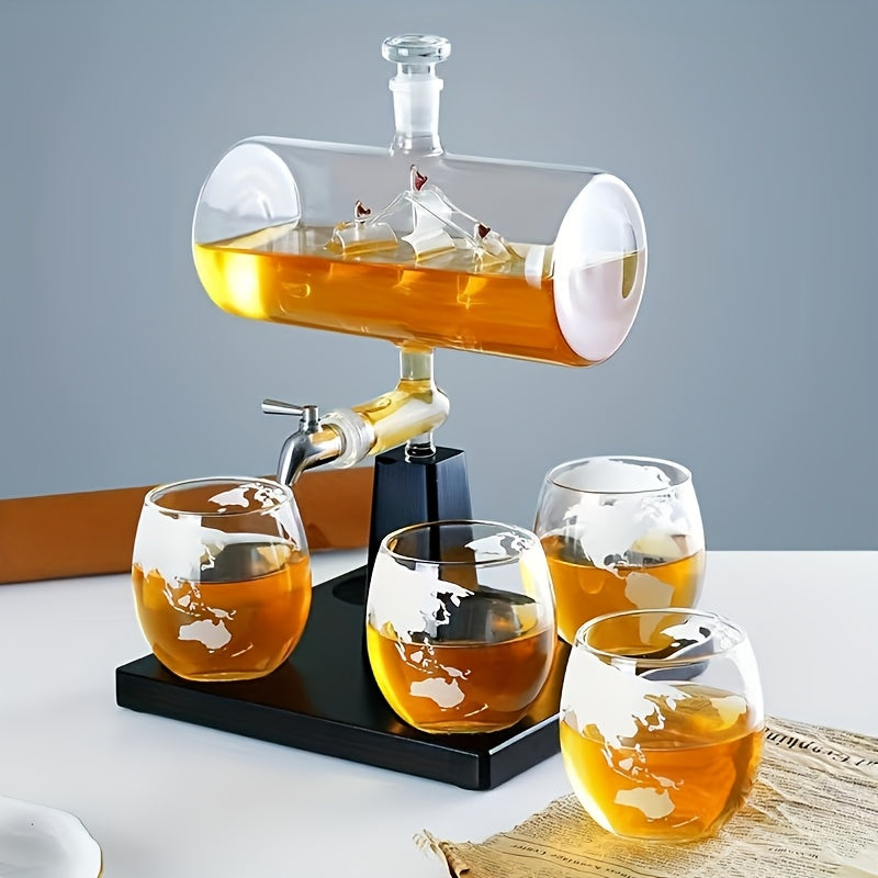 1 Set Sailboat Glass Decanter