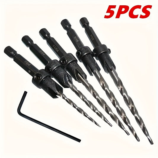 5pcs High-Speed Steel Countersink Drill Bit Set