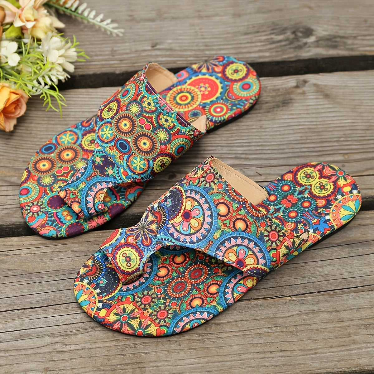 Women's bohemian Floral Pattern Slippers Sandals