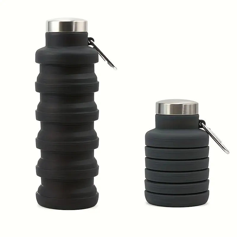 Collapsible Silicone Water Bottle with Carabiner