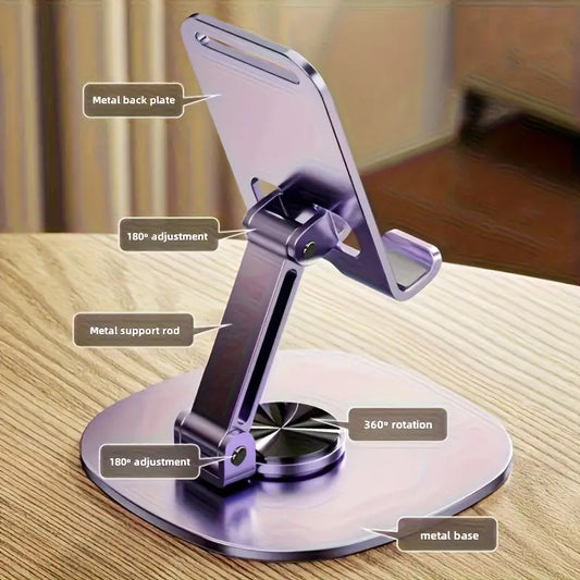 Aluminum Alloy Phone Stand - Waterproof, 360° Rotating Desk Mount