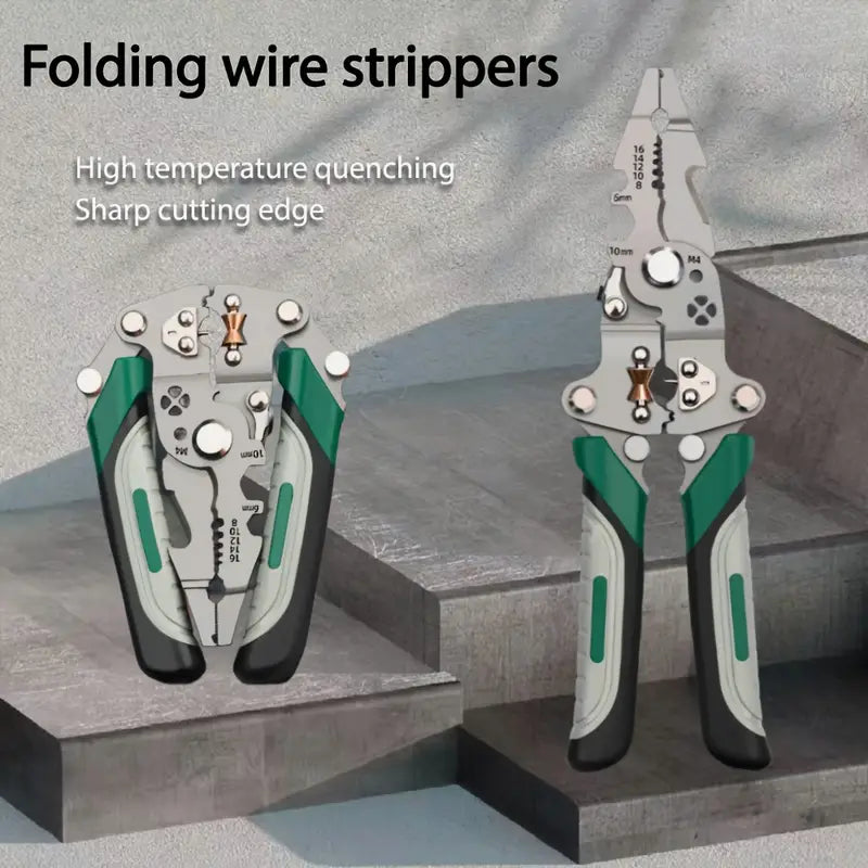 multifunctional folding cable stripper, portable electrician tool, metal material