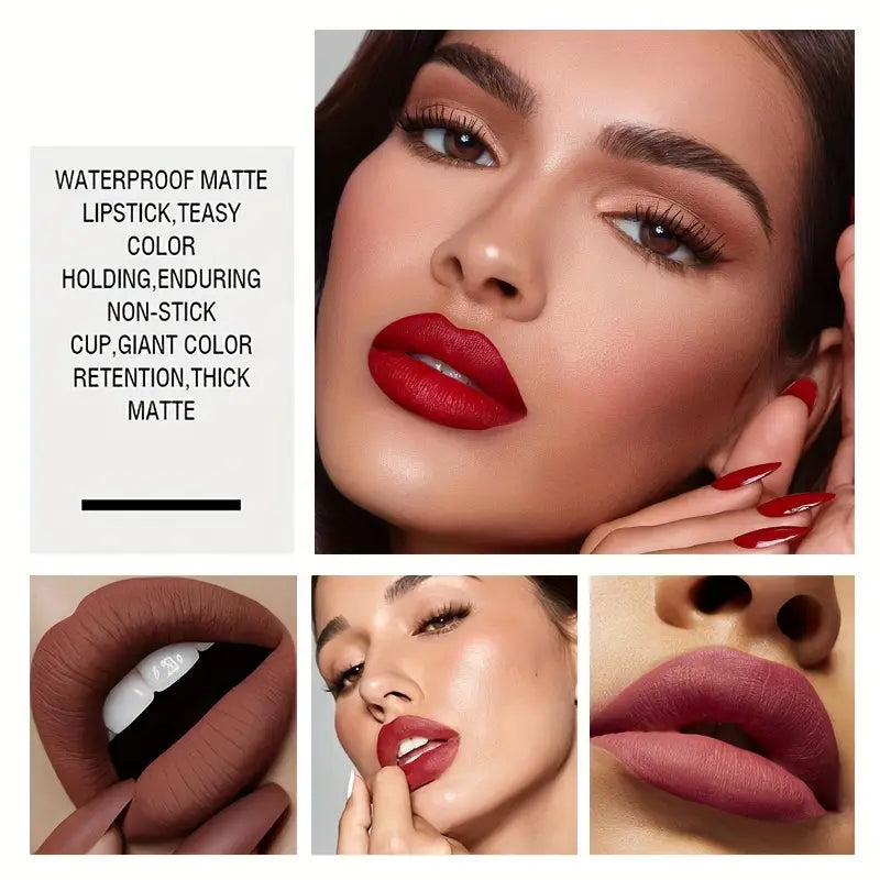 VERONNI 12pcs Long-Lasting Matte Lip Glaze Set