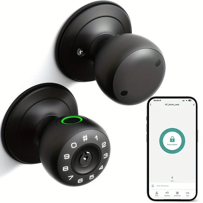 Smart Door Lock Handle with Voice Announcement & Wireless