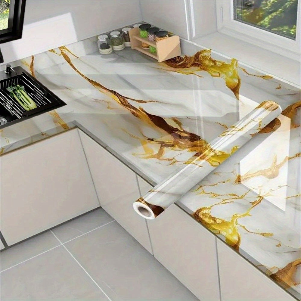 Waterproof Blue Marble Pattern Self-Adhesive Sticker