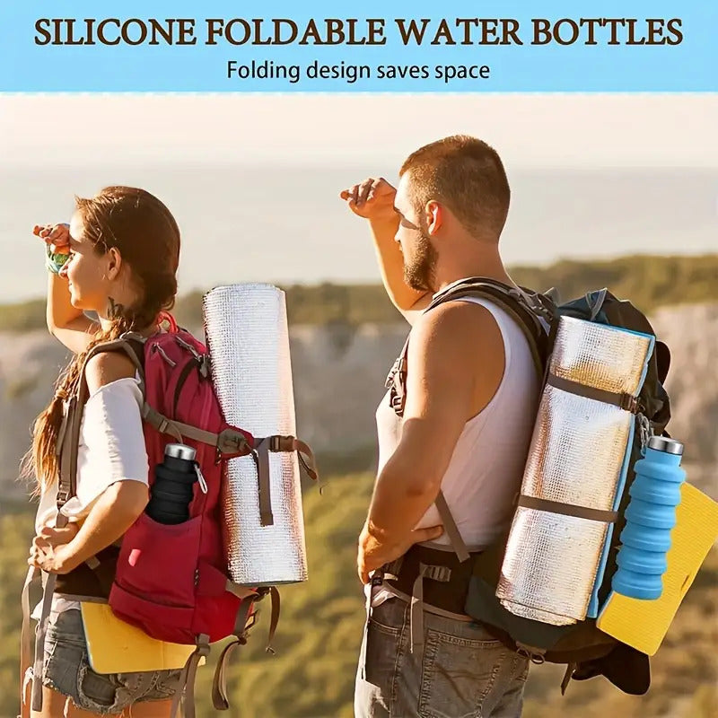 Collapsible Silicone Water Bottle with Carabiner