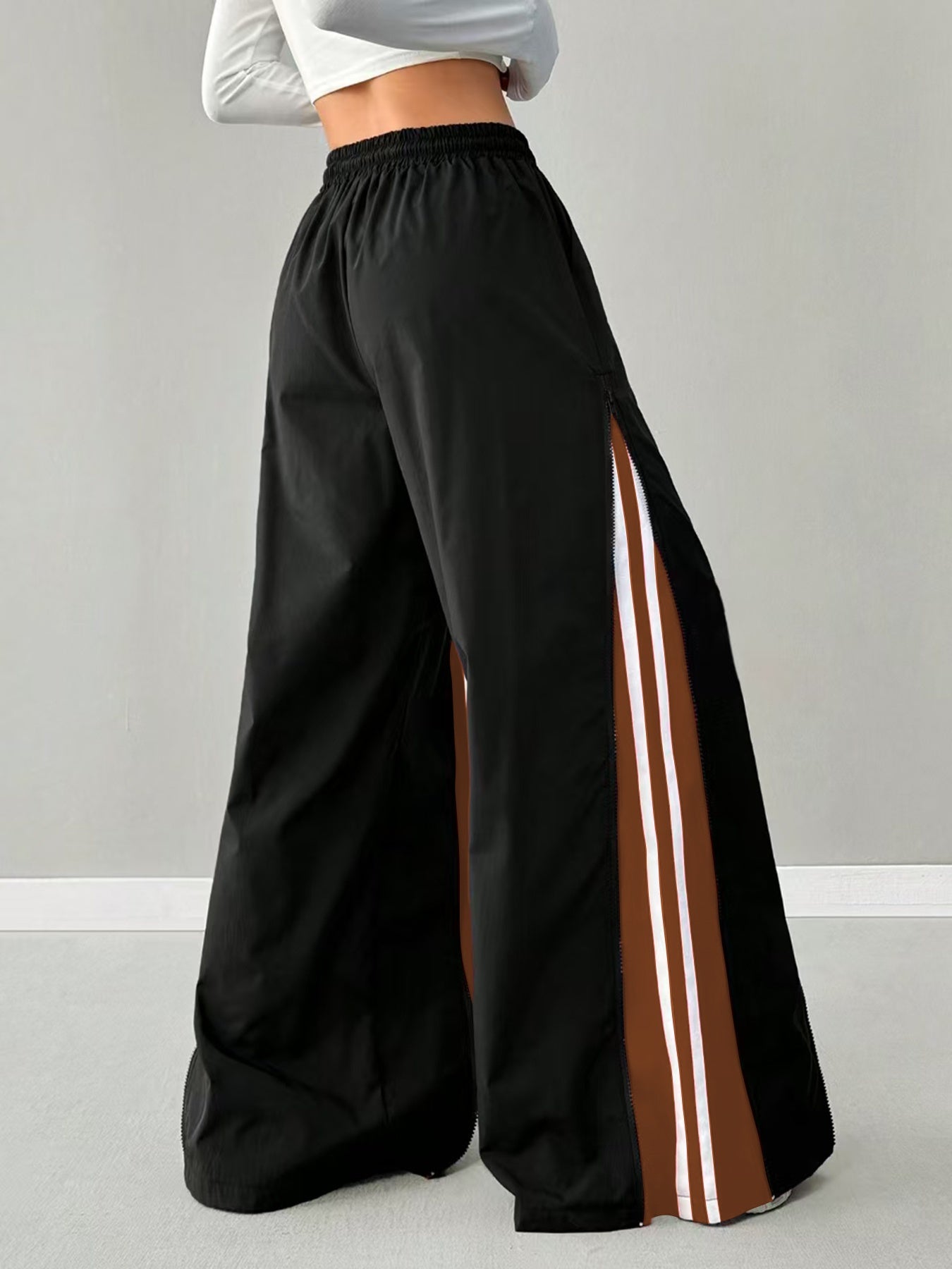 Women'S Casual Cargo Pants with Contrast Color Block Design