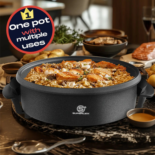 Large 42cm Electric Cooker Pan & Frying Pan with Lid
