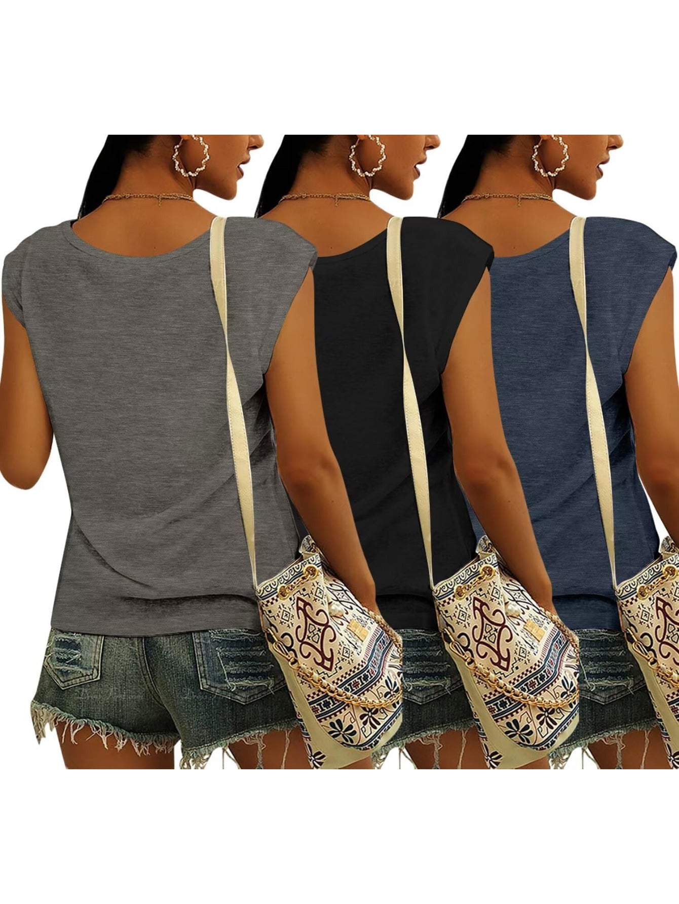 Women's V Short Sleeve Tank Top T T-shirt Spring Summer Casual Loose Basic Top 2025Fashion Clothing
