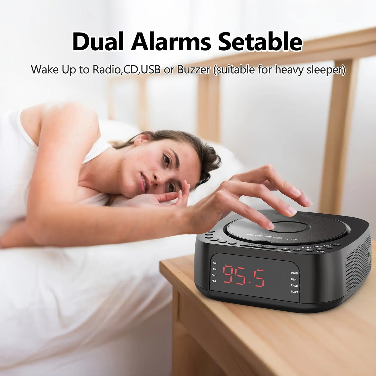 CD Player Alarm Clock Radio with Remote