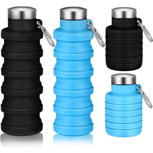Collapsible Silicone Water Bottle with Carabiner