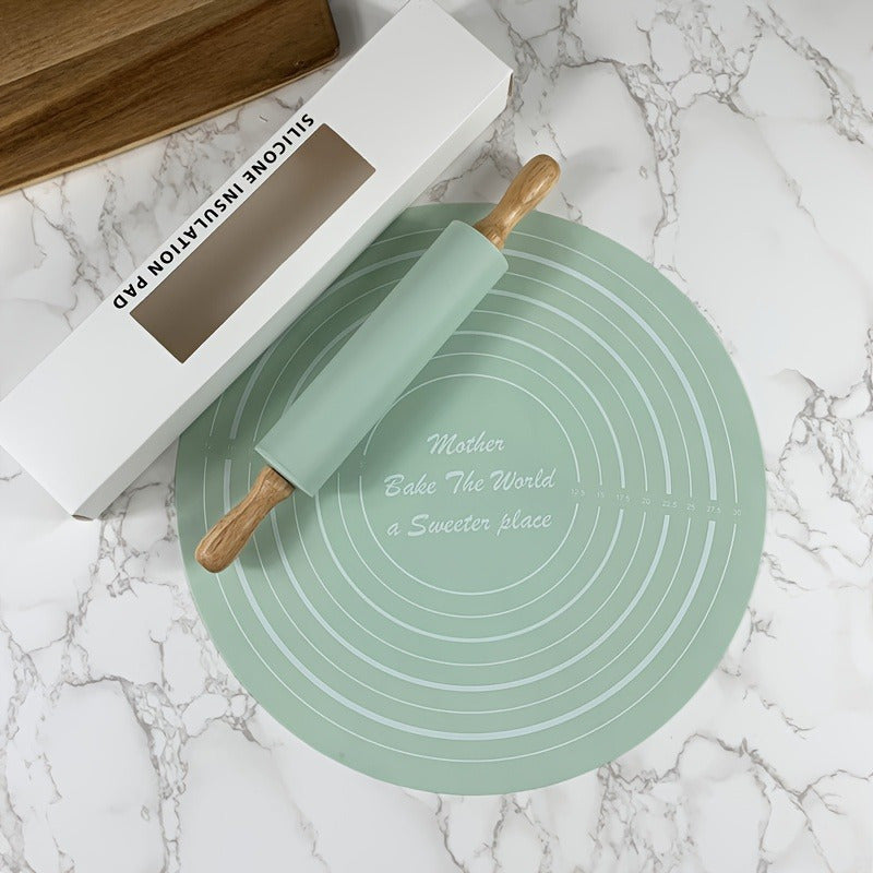 1 Set of Silicone Rolling Pin Kneading Pad Set