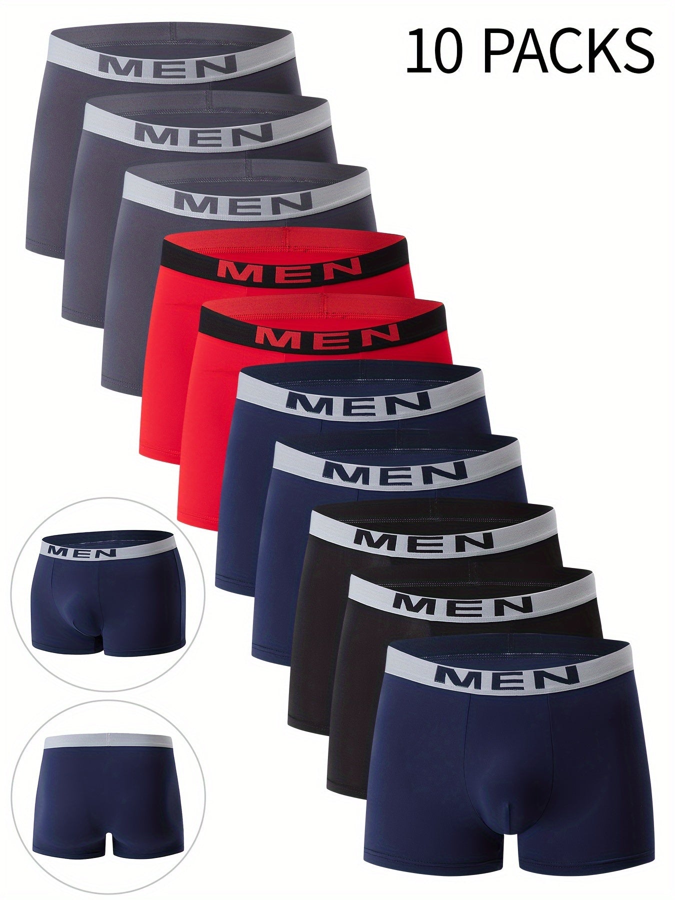 10-Pack Men's Boxer Briefs（No refunds or exchanges after sale）