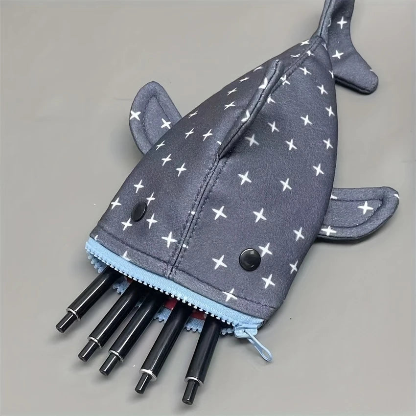 1-Piece Cute Blue Shark Fish Pencil Case