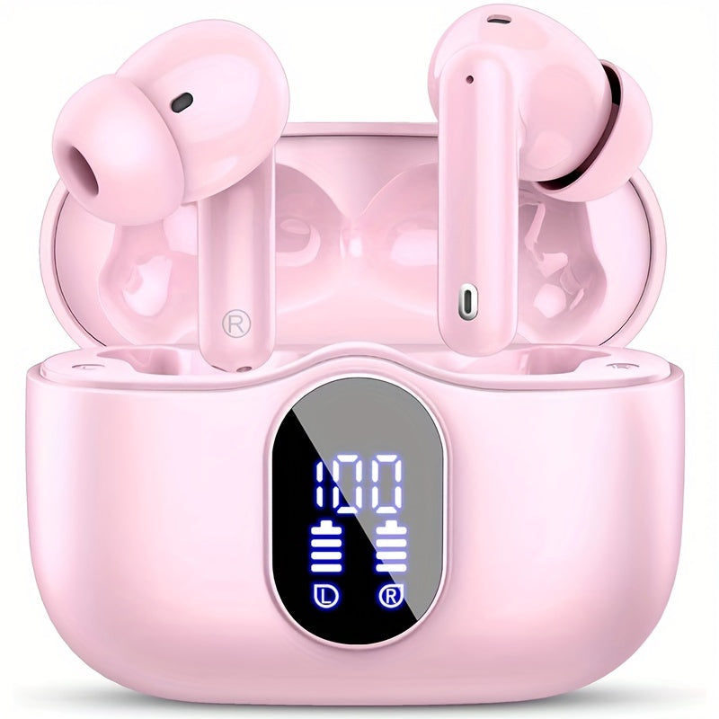 Wireless Earphones,Earphones with Noise Cancelling Microphone And LED Display Screen