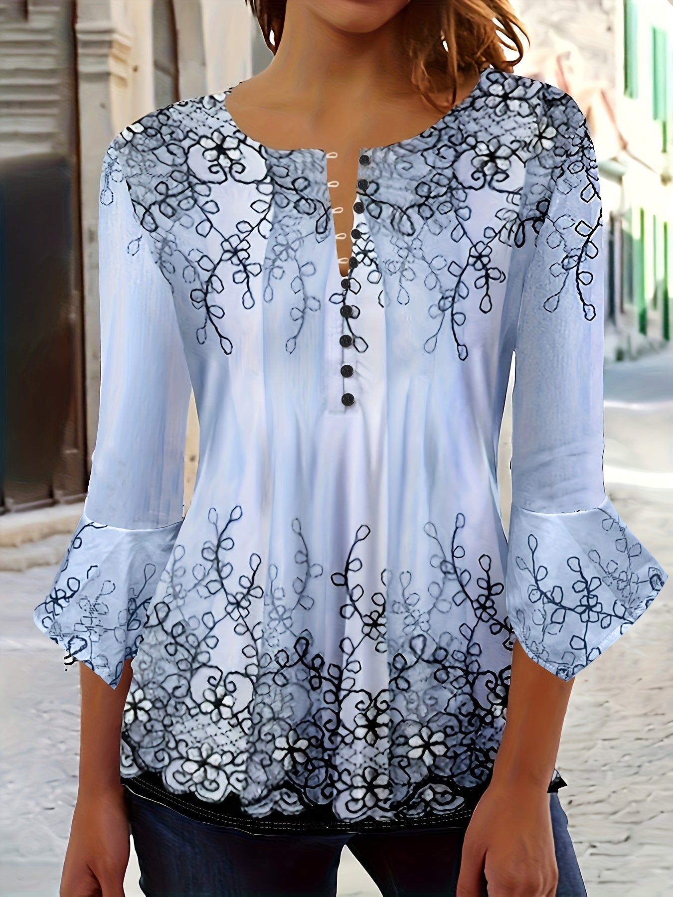 Women's blouse floral print button