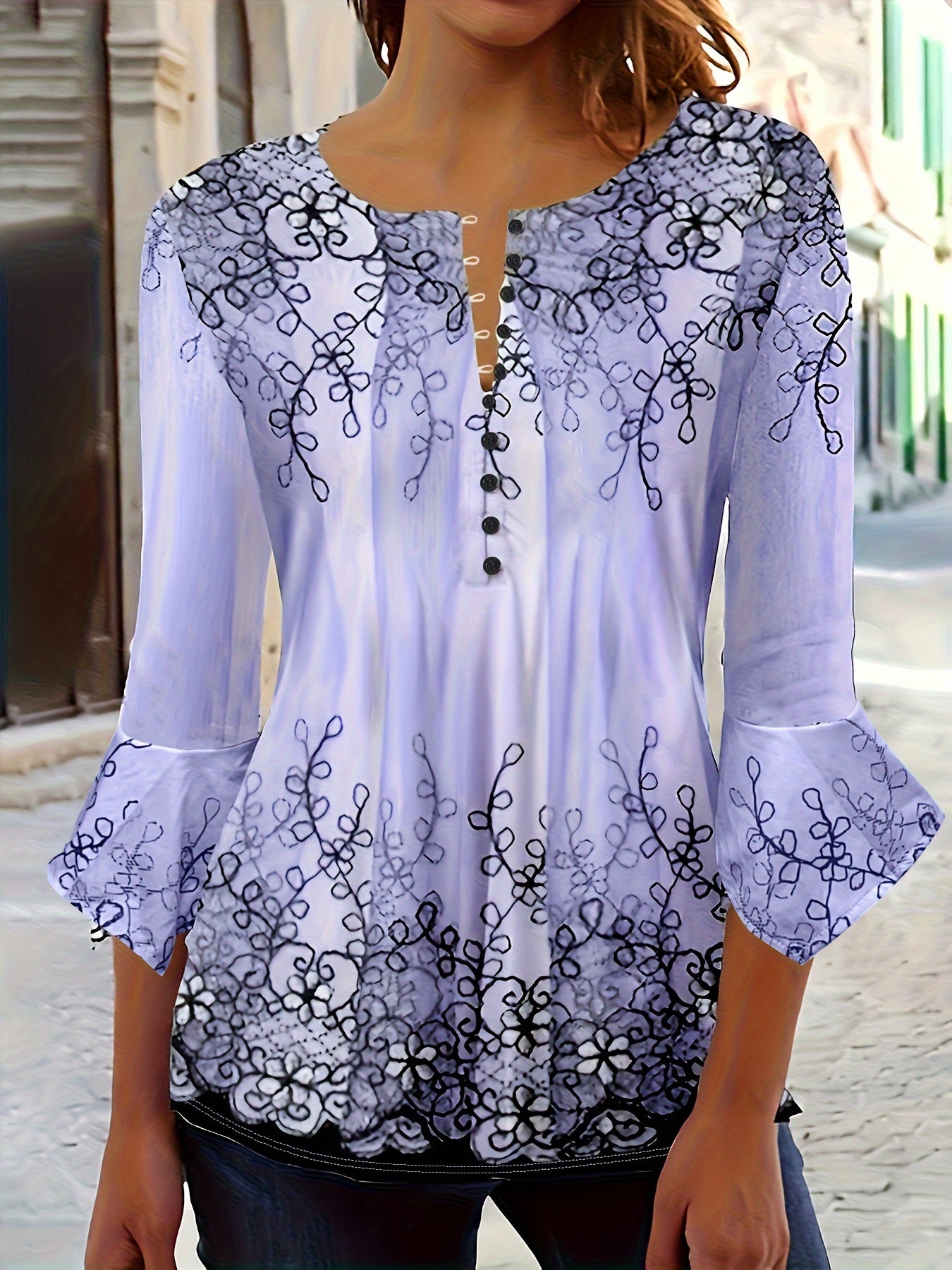 Women's blouse floral print button