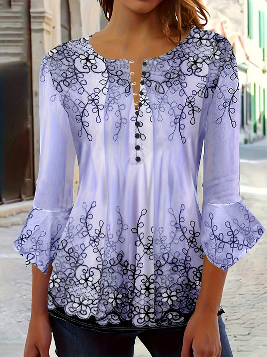 Women's blouse floral print button