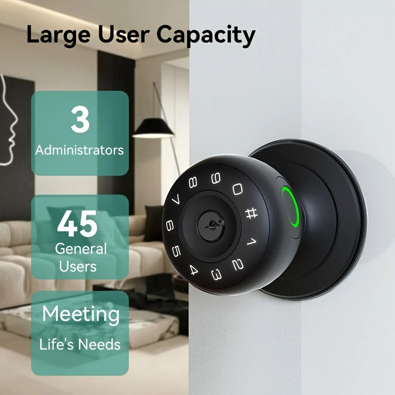 Smart Door Lock Handle with Voice Announcement & Wireless